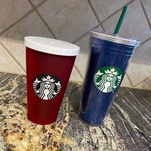 2 Starbucks reusable cups. Each season exclusives! 1 Venti size & 1 Grande size!